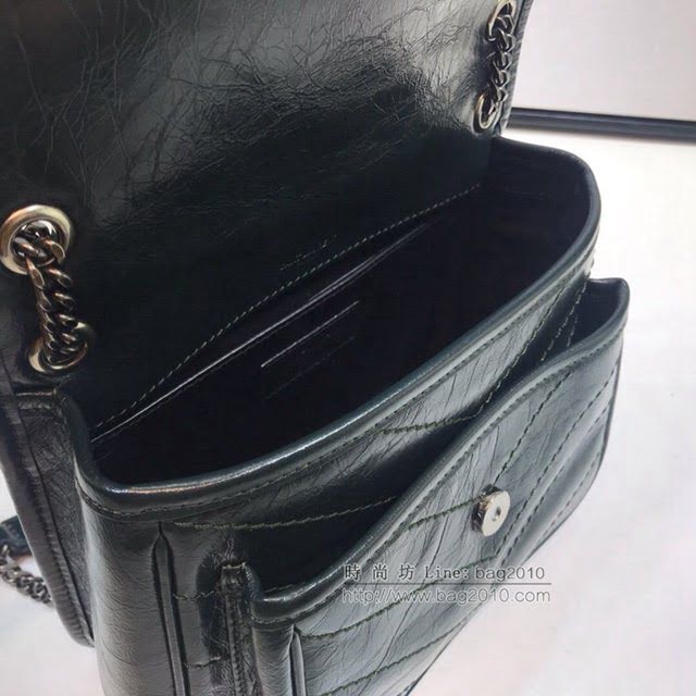 YSL爆款女士包包 聖羅蘭經典款Niki油蠟抓皺牛皮小號郵差包 YSL肩背斜挎包 533037  jjh1189